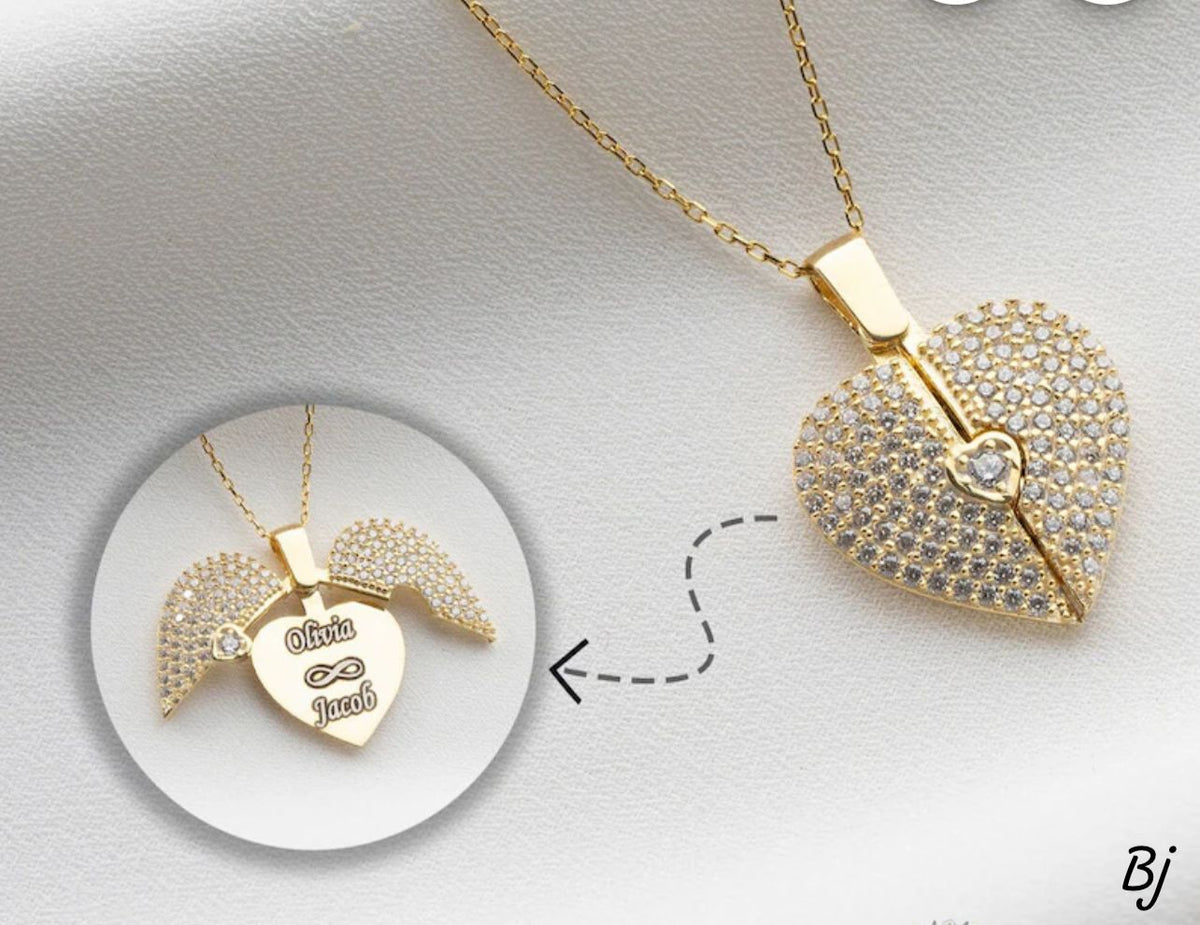 Heart Personalized  Open Close Necklace